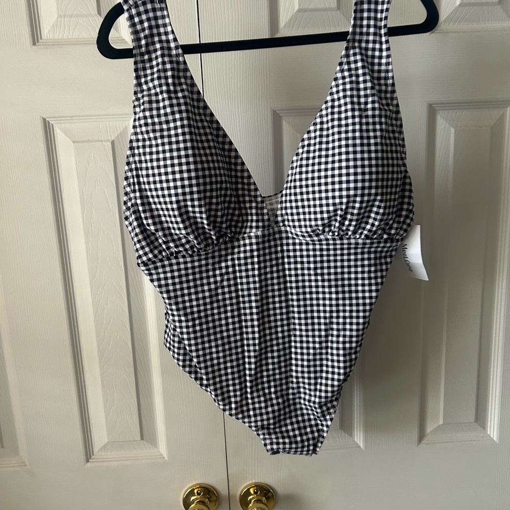 Black and White Checkered One Piece Swimsuit